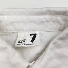 Load image into Gallery viewer, Boys Cotton On, white cotton long sleeve shirt, mark right cuff, FUC, size 7,  