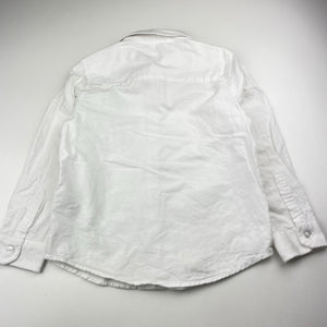 Boys Cotton On, white cotton long sleeve shirt, mark right cuff, FUC, size 7,  