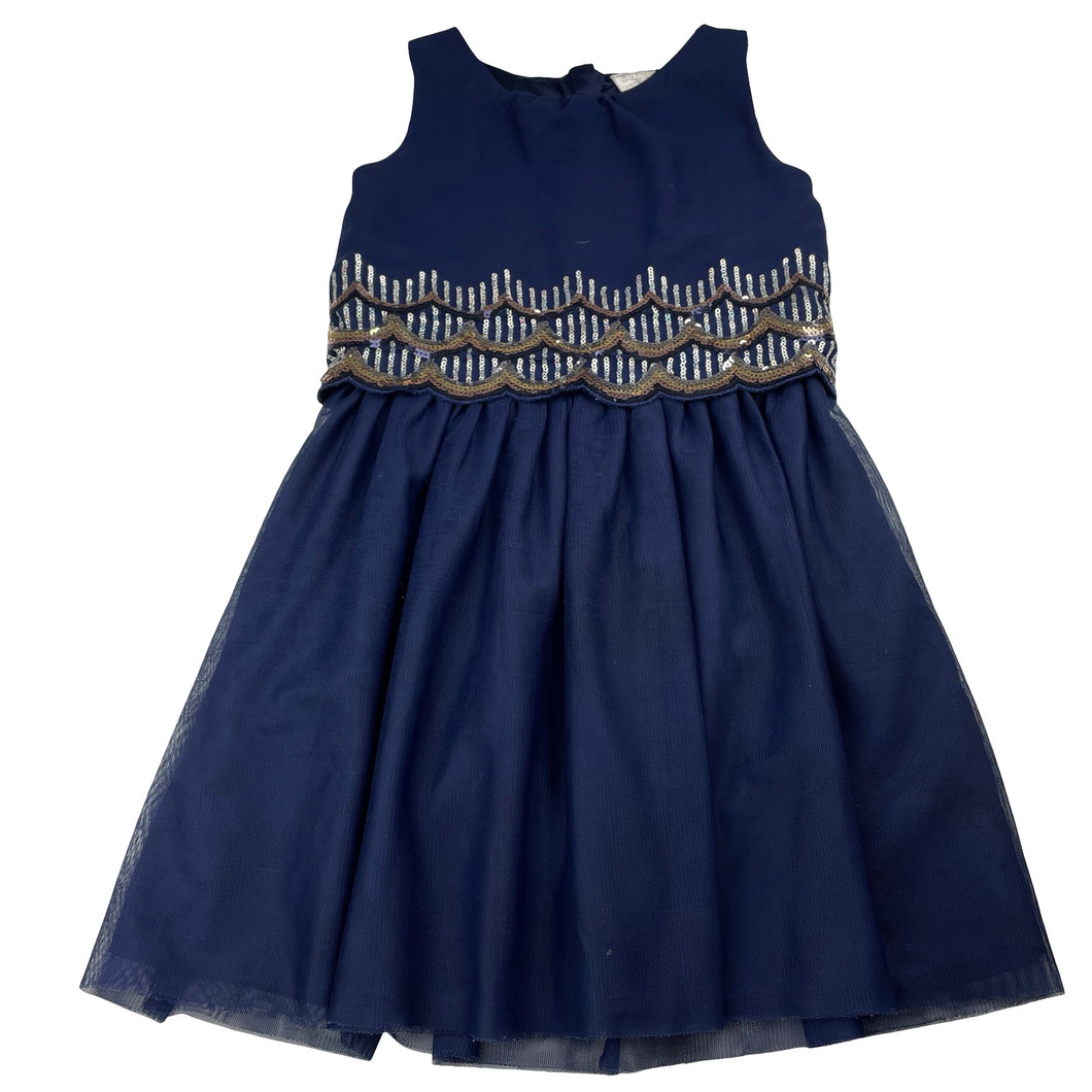 Girls Tutus & Tambourines, navy tulle & sequin party dress, FUC, size 6, L: 64cm