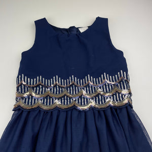 Girls Tutus & Tambourines, navy tulle & sequin party dress, FUC, size 6, L: 64cm