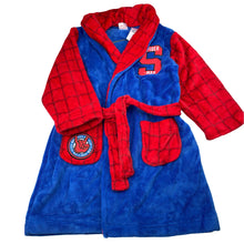 Load image into Gallery viewer, Boys Marvel, Spiderman soft fleece dressing gown / bath robe, EUC, size 3,  