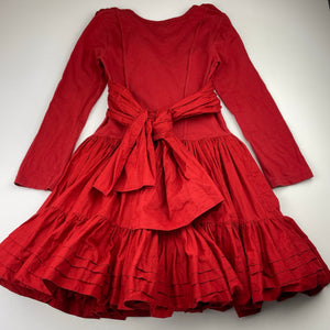 Girls Eliane et Lena Paris, cotton lined long sleeve party dress, wash fade, FUC, size 6, L: 65cm