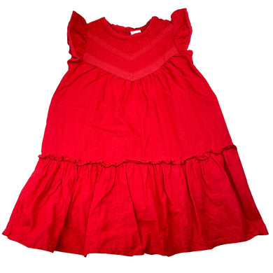 Girls Anko, lined red cotton dress, EUC, size 4, L: 56cm