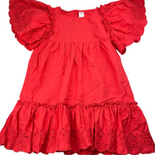 Load image into Gallery viewer, Girls Target, broderie trim red cotton dress, EUC, size 7, L: 66cm