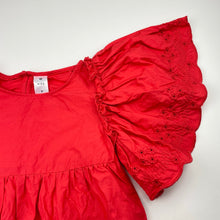 Load image into Gallery viewer, Girls Target, broderie trim red cotton dress, EUC, size 7, L: 66cm