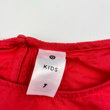 Load image into Gallery viewer, Girls Target, broderie trim red cotton dress, EUC, size 7, L: 66cm