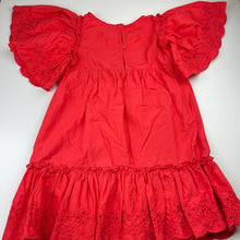 Load image into Gallery viewer, Girls Target, broderie trim red cotton dress, EUC, size 7, L: 66cm