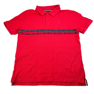 Boys Tommy Hilfiger, red cotton polo shirt top, GUC, size 12,  