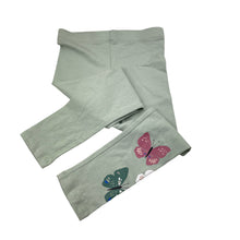 Load image into Gallery viewer, Girls green, stretchy leggings, no labels, Inside leg: 40cm, EUC, size 4-5,  