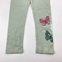 Load image into Gallery viewer, Girls green, stretchy leggings, no labels, Inside leg: 40cm, EUC, size 4-5,  