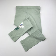 Load image into Gallery viewer, Girls green, stretchy leggings, no labels, Inside leg: 40cm, EUC, size 4-5,  