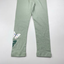 Load image into Gallery viewer, Girls green, stretchy leggings, no labels, Inside leg: 40cm, EUC, size 4-5,  
