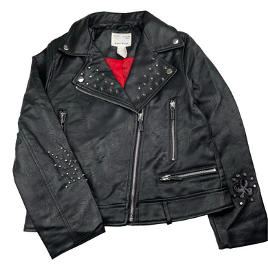 Girls Zara, studded faux leather jacket, silver marks on back, FUC, size 11-12,  