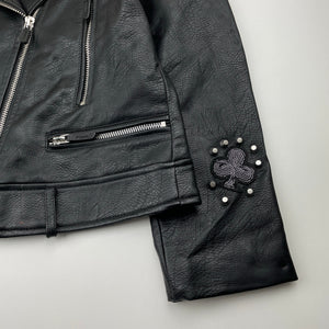 Girls Zara, studded faux leather jacket, silver marks on back, FUC, size 11-12,  