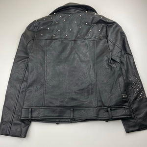 Girls Zara, studded faux leather jacket, silver marks on back, FUC, size 11-12,  