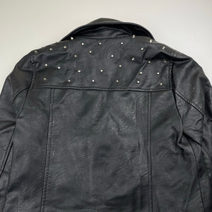 Girls Zara, studded faux leather jacket, silver marks on back, FUC, size 11-12,  