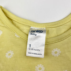 Girls Anko, yellow floral cotton tank top, EUC, size 1,  