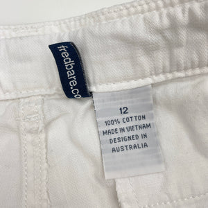 Boys Fred Bare, white cotton cargo shorts, adjustable, GUC, size 12,  