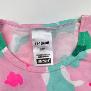 Girls Bonds, colourful floral bubblesuit romper, FUC, size 1,  