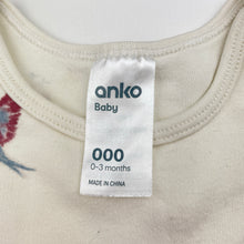 Load image into Gallery viewer, Unisex Anko, organic cotton bodysuit / romper, birds, GUC, size 000,  