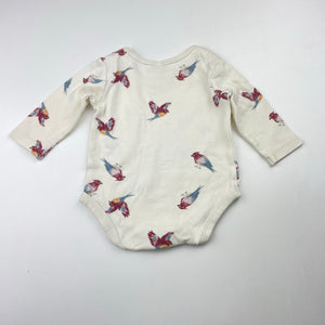 Unisex Anko, organic cotton bodysuit / romper, birds, GUC, size 000,  