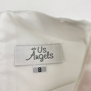 Girls Us Angels, white satin formal/communion dress, GUC, size 8, L: 94cm