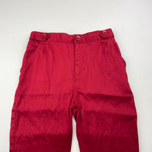 Load image into Gallery viewer, Boys red, lightweight pants, elasticated, Inside leg: 48cm, EUC, size 6,  