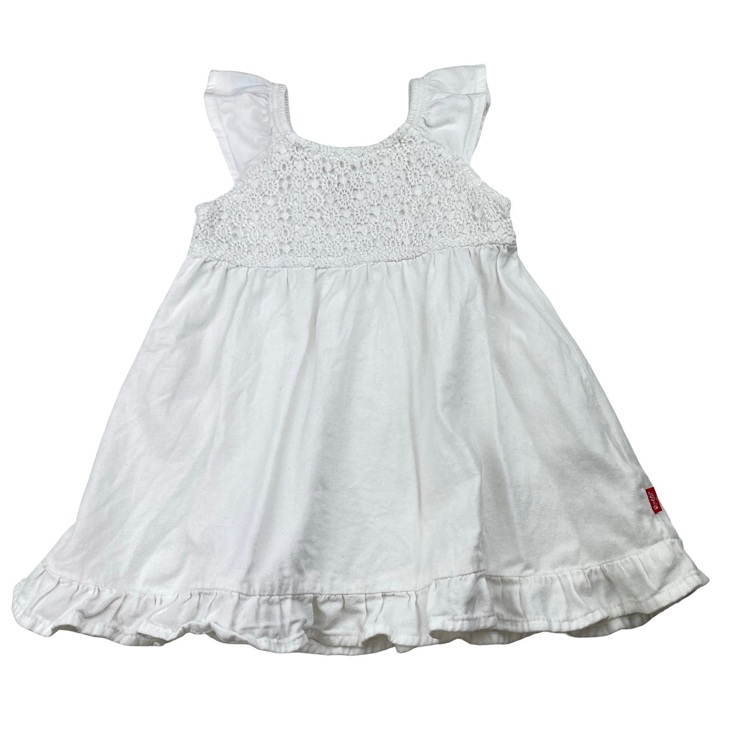 Girls Levis, white cotton / viscose dress, FUC, size 12 months, L: 41cm