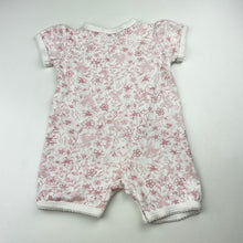 Load image into Gallery viewer, Girls Bebe by Minihaha, floral cotton romper, light mark neck, FUC, size 00,  