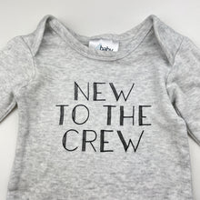 Load image into Gallery viewer, Unisex 4 Baby, grey marle cotton bodysuit / romper, GUC, size 000,  