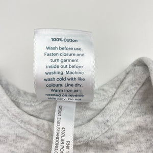Unisex 4 Baby, grey marle cotton bodysuit / romper, GUC, size 000,  