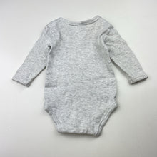 Load image into Gallery viewer, Unisex 4 Baby, grey marle cotton bodysuit / romper, GUC, size 000,  