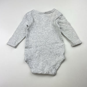 Unisex 4 Baby, grey marle cotton bodysuit / romper, GUC, size 000,  