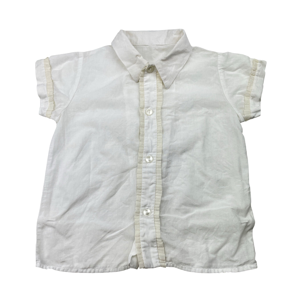 Girls vintage, lightweight short sleeve blouse, no labels, L: 33cm, armpit to armpit: 28cm, EUC, size 1-2,  