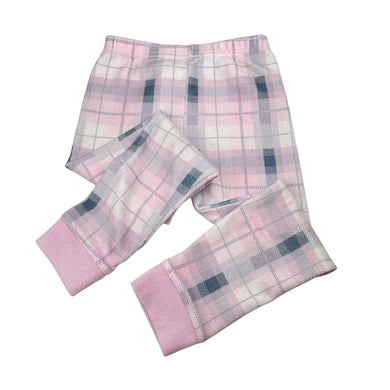 Girls pink, fleece pyjama pants / bottoms, no labels, Inside leg: 40cm, GUC, size 4-5,  
