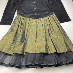 Girls FREIDELLE Australia, vintage long sleeve party dress, removable shoulder pads, EUC, size 10, L: 80cm