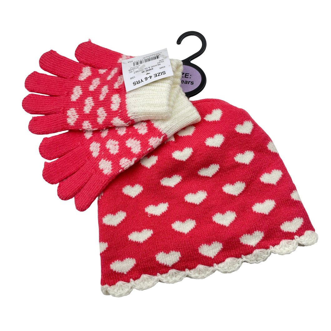 Girls H&T, knitted hat / beanie & gloves, NEW, size 4-6,  