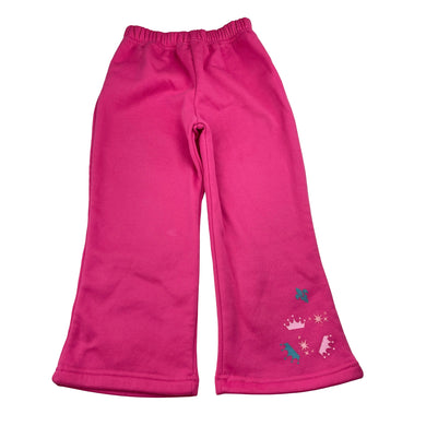 Girls pink, fleece lined pants, elasticated, Inside leg: 38cm, EUC, size 4,  