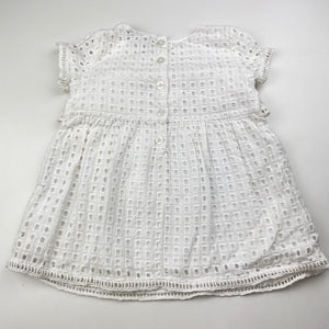 Girls Bardot Junior, cotton lined short sleeve dress, GUC, size 1, L: 38cm