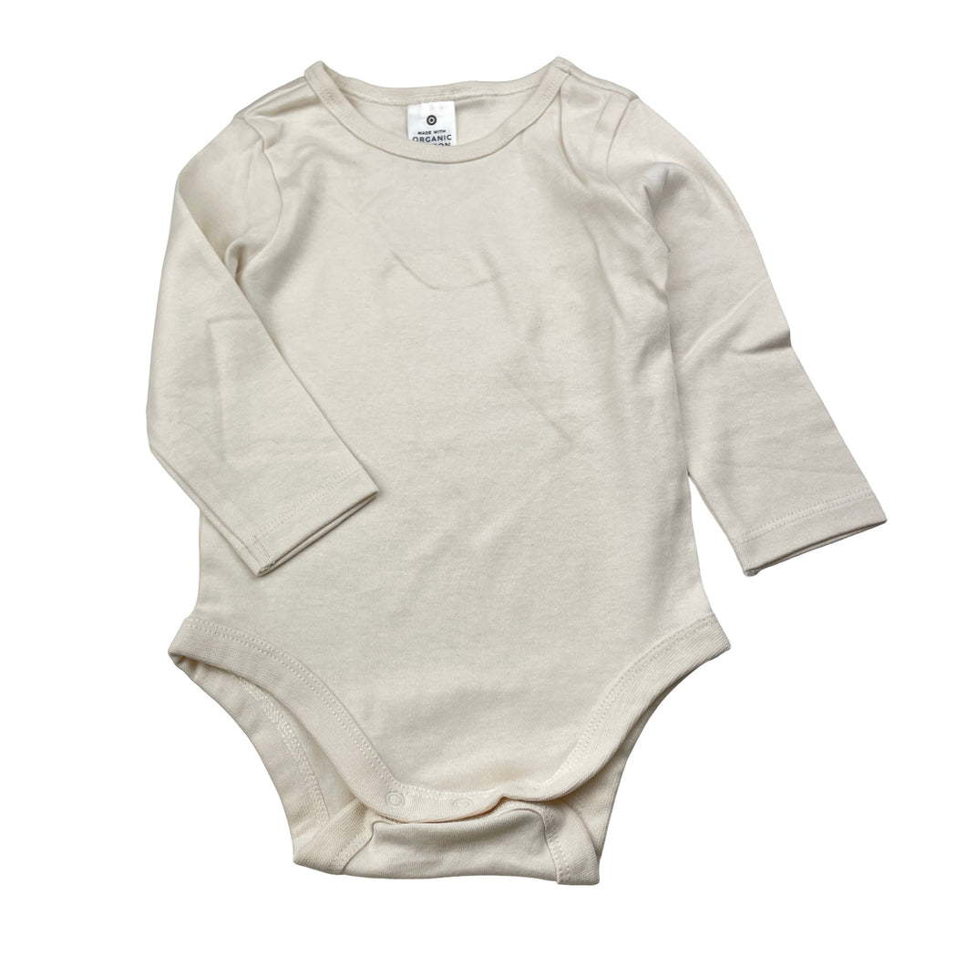 Unisex Target, soft feel organic cotton bodysuit / romper, EUC, size 0,  