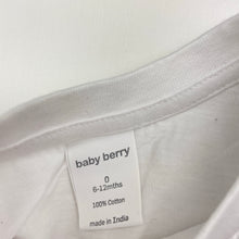 Load image into Gallery viewer, Unisex Baby Berry, white cotton long sleeve tee / top, EUC, size 0,  