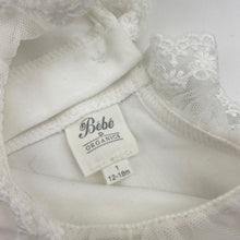 Load image into Gallery viewer, Girls Bebe by Minihaha, lace trim organic cotton bodysuit / romper, EUC, size 1,  