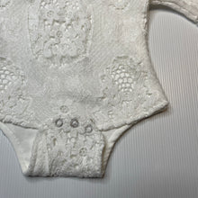 Load image into Gallery viewer, Girls white, lined lace bodysuit / romper, EUC, size 000,  