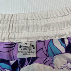 Girls SUNDRENCHED, floral lightweight board shorts, elasticated, Sz: M, W: 30.5cm across unstretched, EUC, size 9-10,  