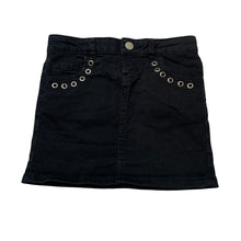 Load image into Gallery viewer, Girls Clothing &amp; Co, black stretch denim skirt, adjustable, L: 28cm, GUC, size 7,  