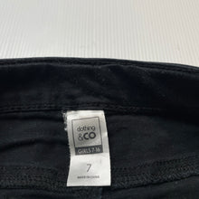 Load image into Gallery viewer, Girls Clothing &amp; Co, black stretch denim skirt, adjustable, L: 28cm, GUC, size 7,  