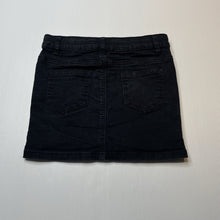 Load image into Gallery viewer, Girls Clothing &amp; Co, black stretch denim skirt, adjustable, L: 28cm, GUC, size 7,  