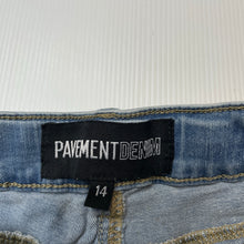 Load image into Gallery viewer, Girls Pavement, stretchy denim jean shorts, adjustable, GUC, size 14,  