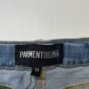 Girls Pavement, stretchy denim jean shorts, adjustable, GUC, size 14,  