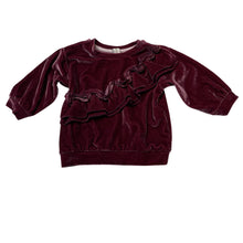 Load image into Gallery viewer, Girls Dymples, velour ruffle long sleeve top, EUC, size 0,  